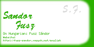 sandor fusz business card