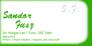 sandor fusz business card